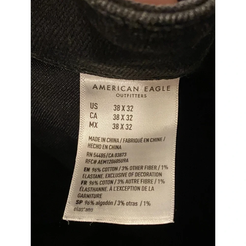 American Eagle AirFlex+ Slim Jeans Men's 38x32 Black Stretch Denim Flex Comfort